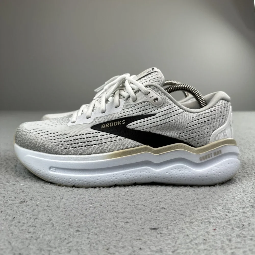 Brooks Ghost Max 2 Running Shoes Men 8D White Black Athletic Sneakers